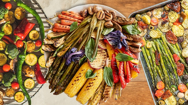 several different veggies on grill