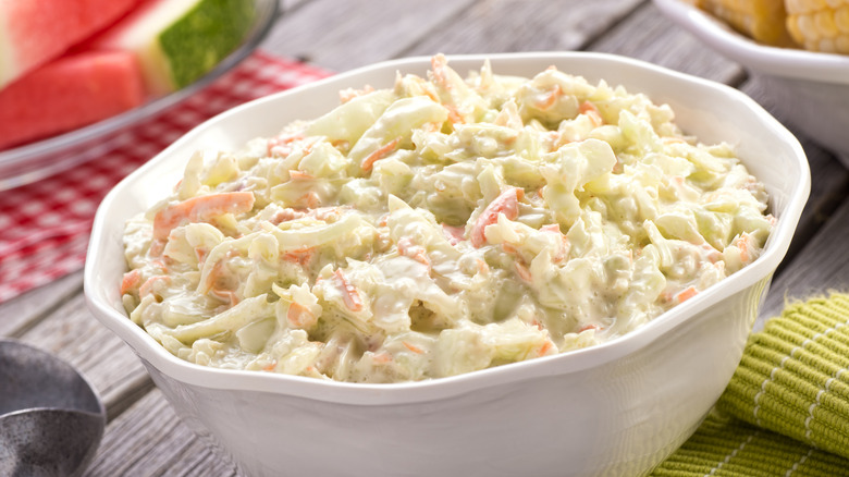 Bowl of creamy coleslaw