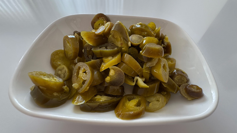 Jalapenos in a white bowl