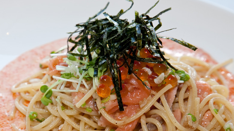 tuna cream pasta with nori