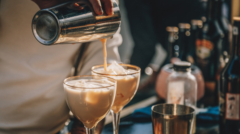 Coffee cocktails being poured