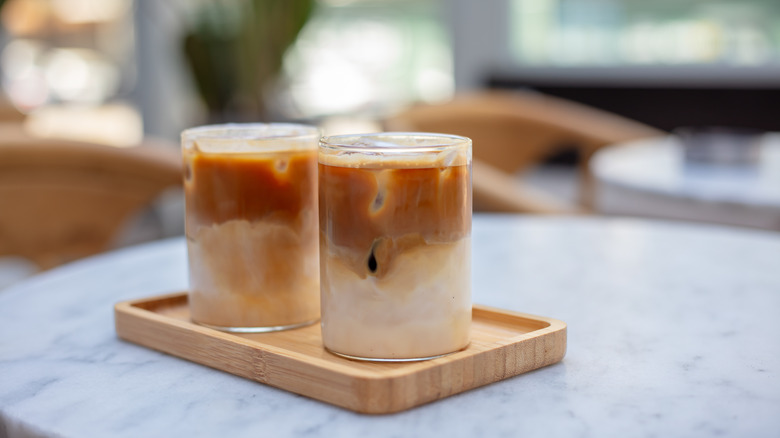 Iced coffee in cups