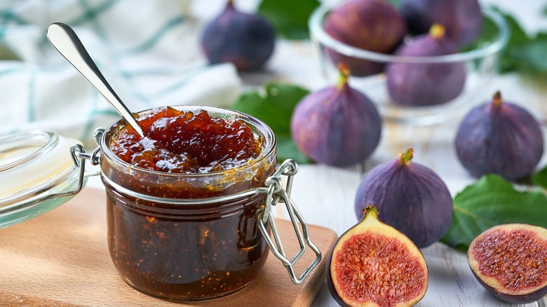 Jar of homemade fig jam