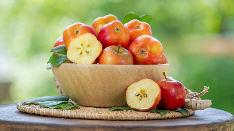 French star apple in a basket