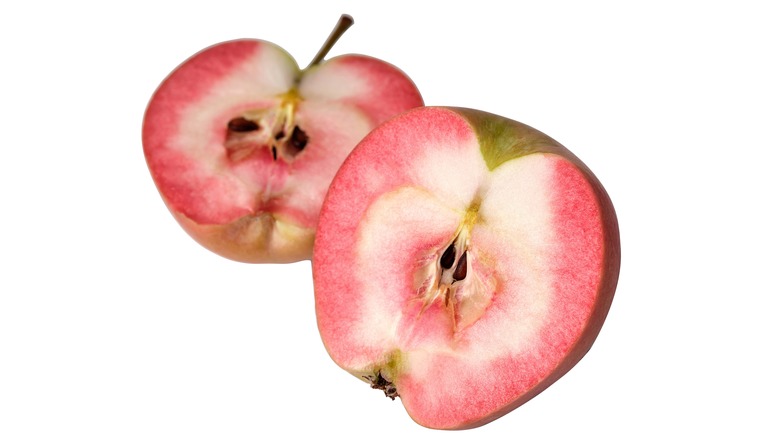 Hidden Rose apple cut in half