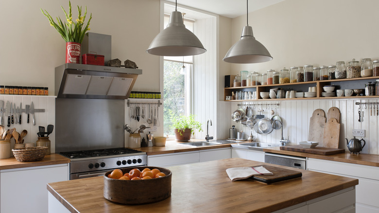 kitchen island in spacious open kitchen