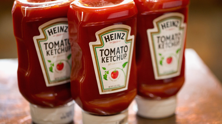 Bottles of Heinz ketchup
