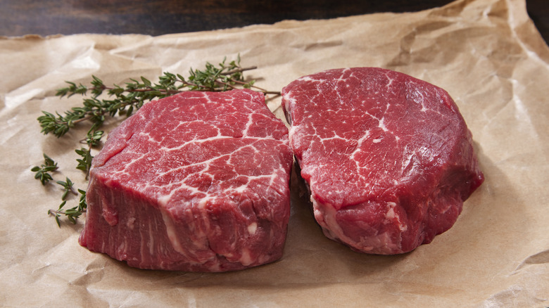 Raw filet mignon steaks