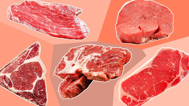 Different cuts of steak