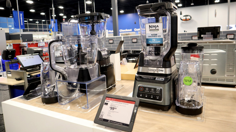 Display of Ninja food processors in store