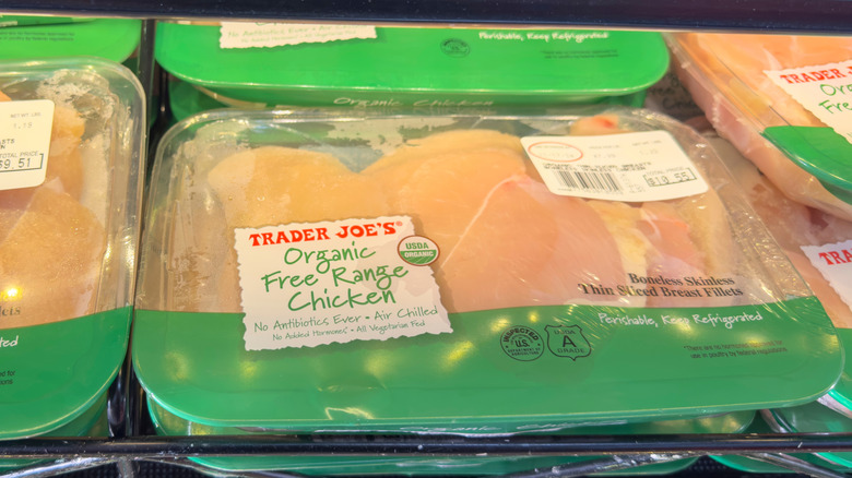 A package of Trader Joe's organic free range chicken