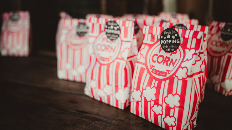 popcorn in bags with cute celebration stickers