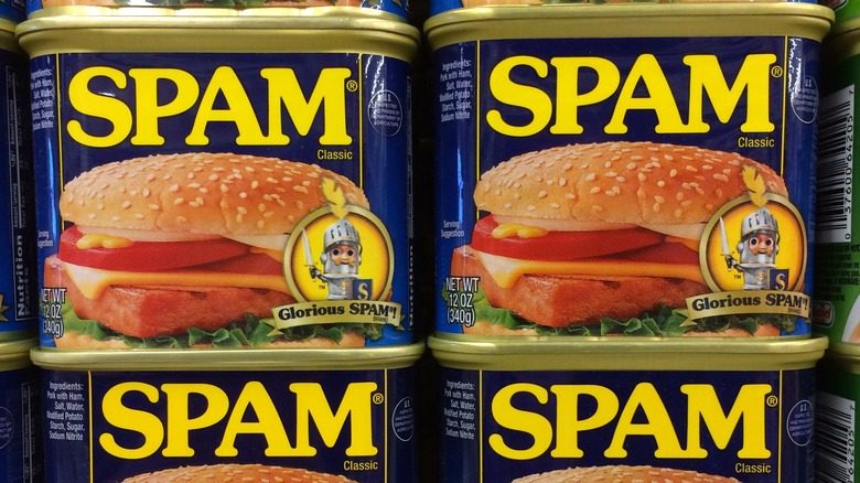 Spam on grocery store shelf