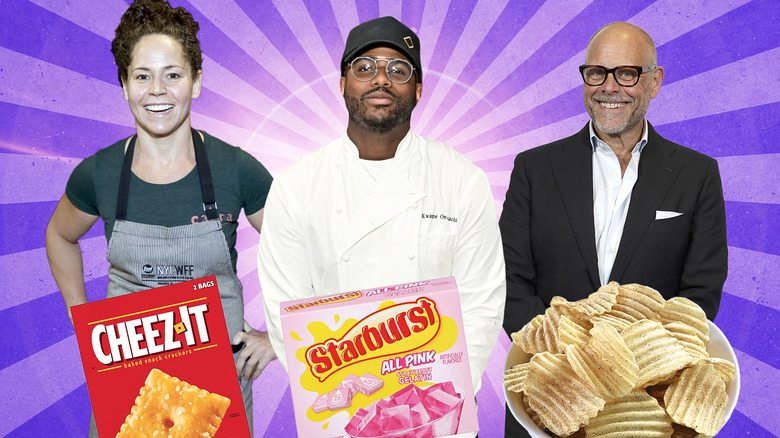 Three celebrities with their favorite snacks