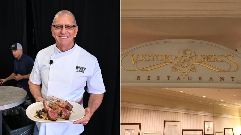 Robert Irvine on the left, and the sign for Victoria & Albert's on the right