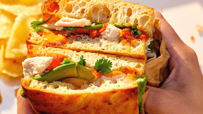 Close up of Panera Bread sandwich