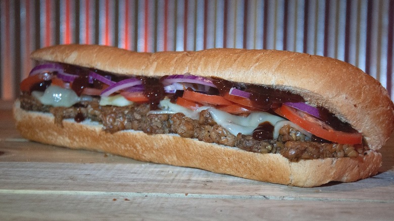 Sub sandwich on countertop