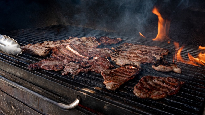 Skirt steak on the grill