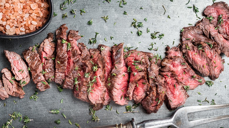 Sliced skirt steak