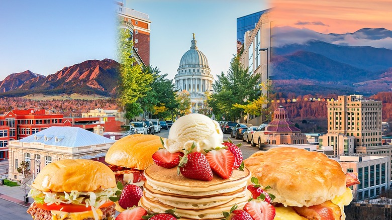 Variety of famous U.S. college towns and tasty dishes
