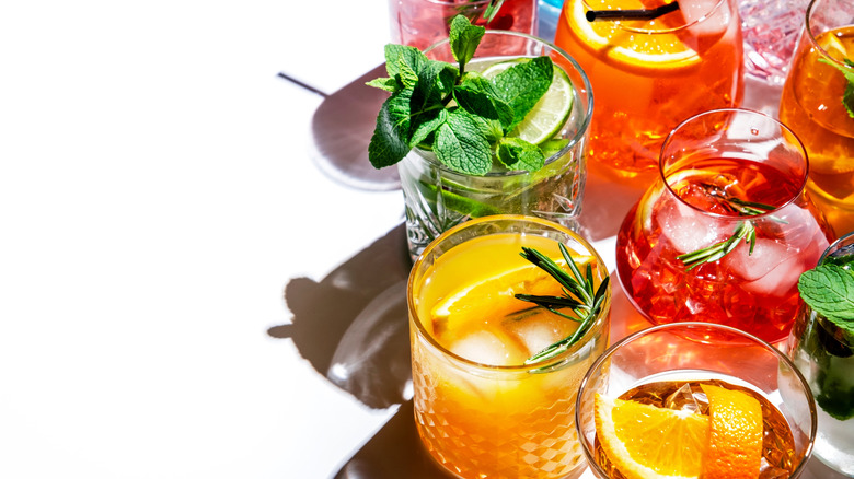 Assortment of colorful cocktails