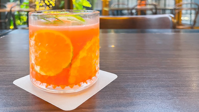 A yuzu margarita cocktail on a table