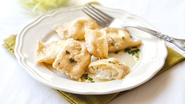 Cheese ravioli in a bowl