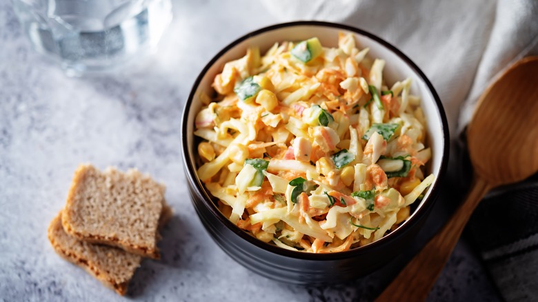 corn coleslaw in bowl