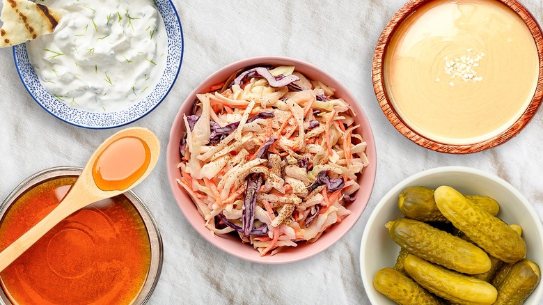 coleslaw in wooden bowl