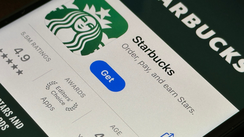 Starbucks app in the app store ready to download