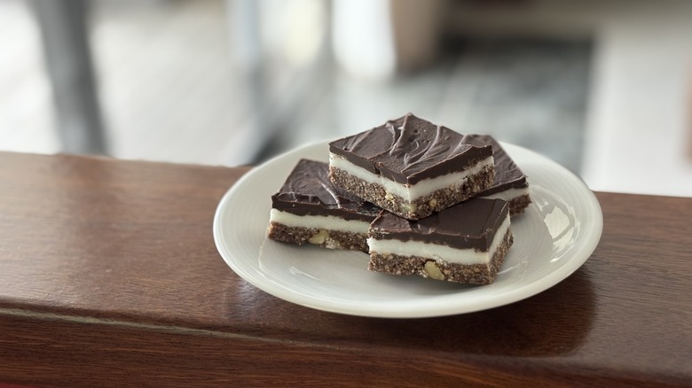 peppermint slice stacked on white plate