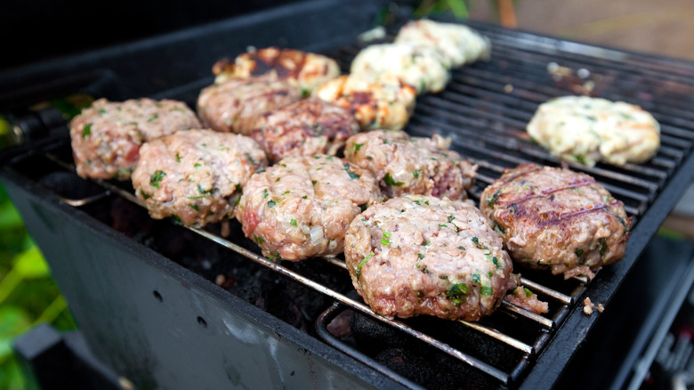 burgers on grill