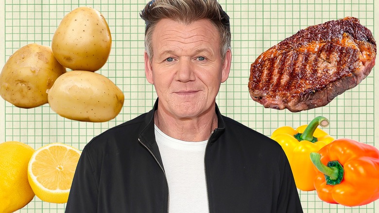 Gordon Ramsay and cooking ingredients