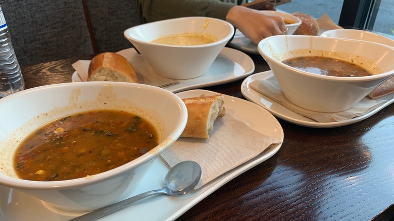 Panera soups in bowls