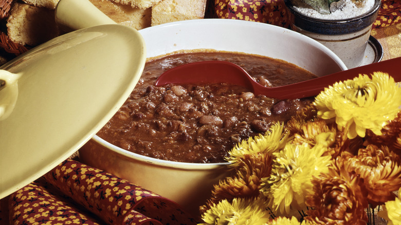 Pot of meat chili