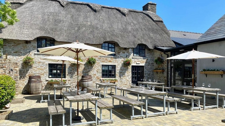 The patio at The Old House in Wales