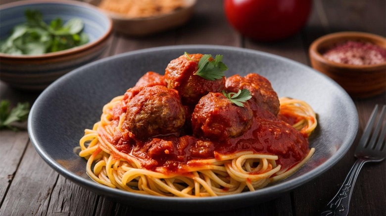 Spaghetti and meatballs