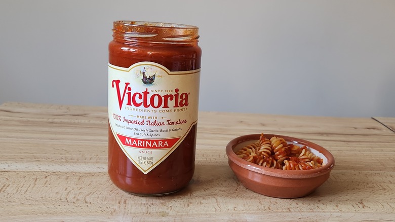 Victoria marinara sauce on table