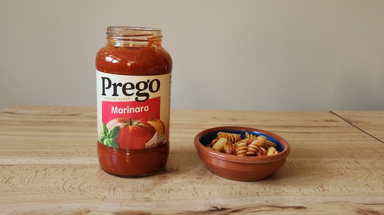 Prego jarred sauce on table