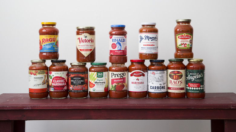 14 marinara sauces on shelf