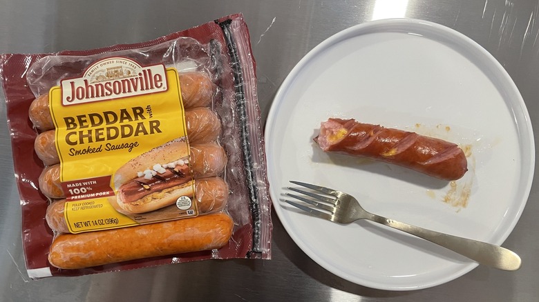 Johnsonville Sausage in packaging and on plate