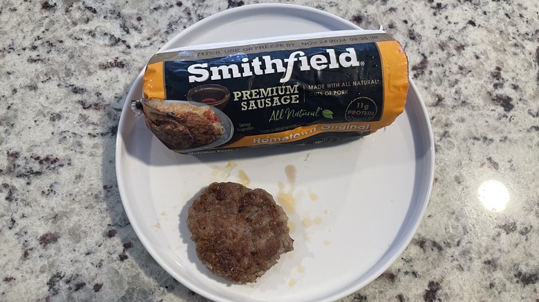 Smithfield sausage on plate