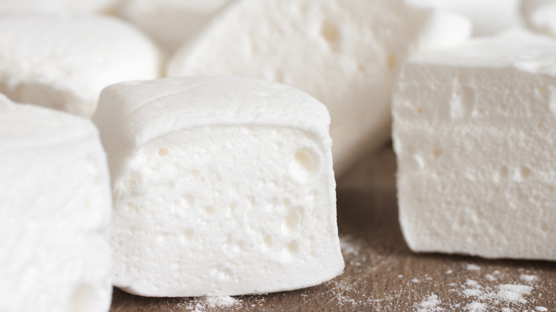 Homemade whipped marshmallow squares