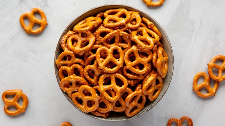 Bowl of mini pretzels