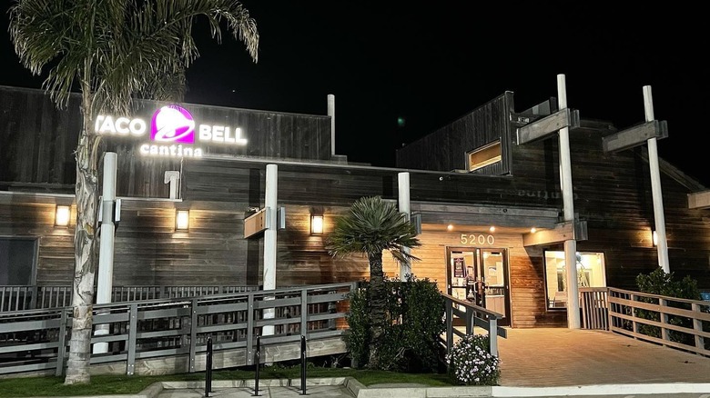 Taco Bell Cantina restaurant exterior view at night