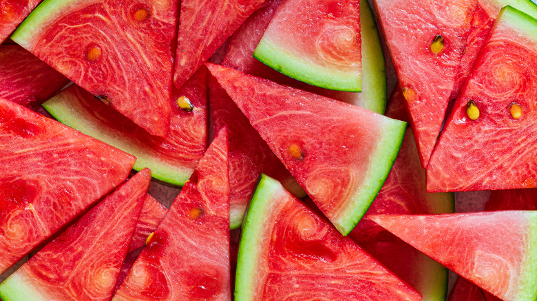 fresh slices of layered watermelon