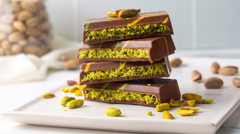 Dubai chocolate with a pistachio filling