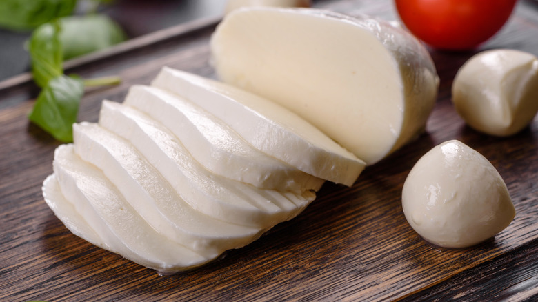 Slices of mozzarella cheese