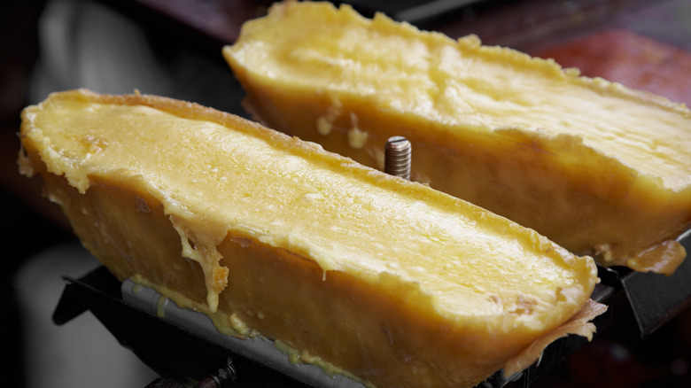 Melted raclette cheese