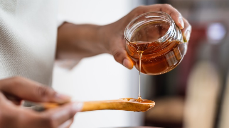 Honey being poured